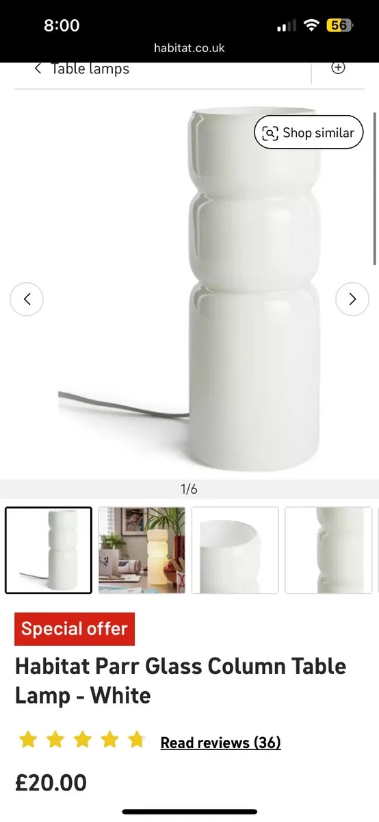 Habitat Parr Glass Column Table Lamp - Image 1