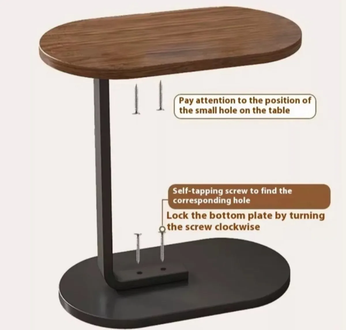 NEW C-Shaped Compact Sofa Side End Table Walnut - Image 3