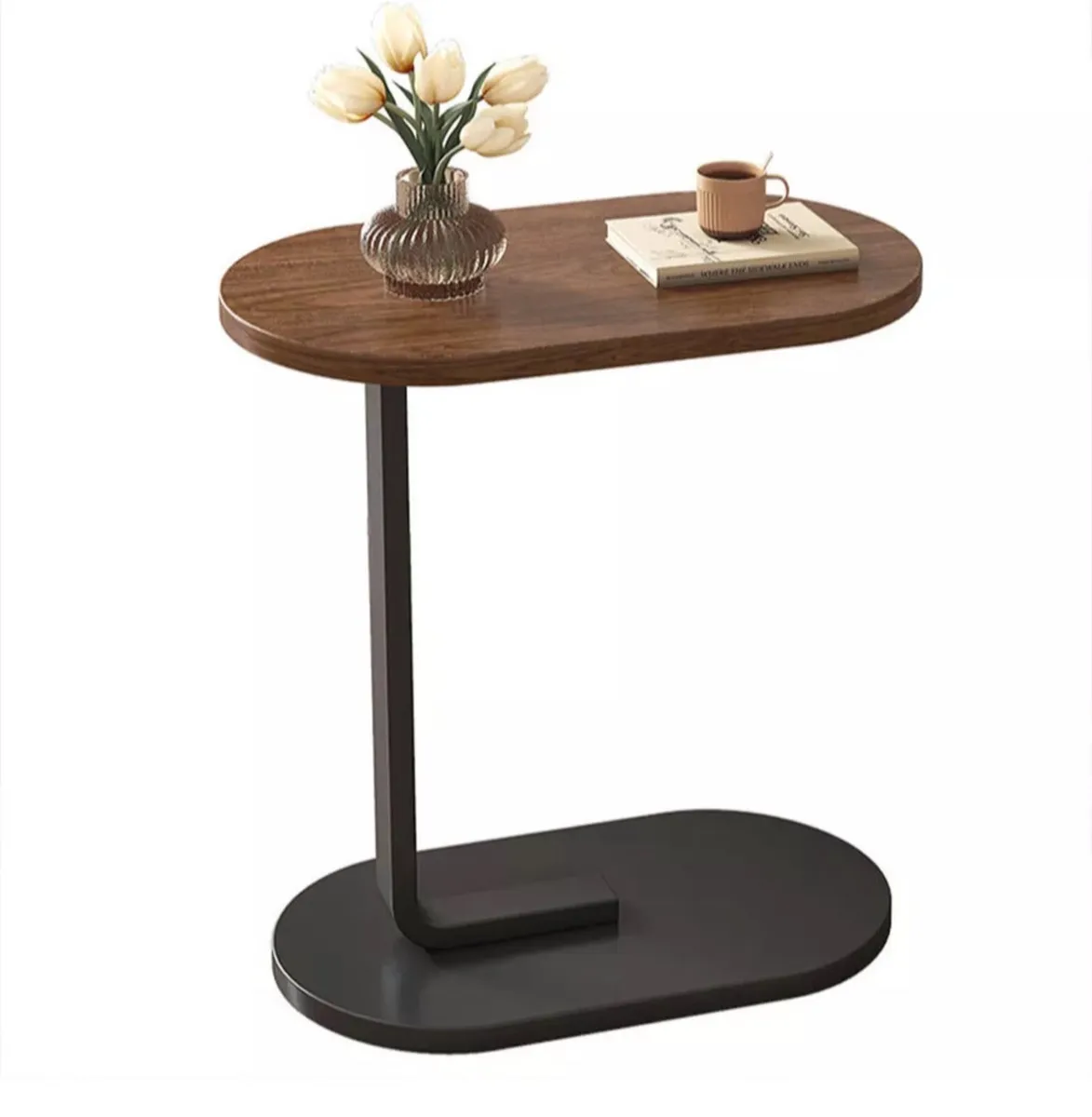 NEW C-Shaped Compact Sofa Side End Table Walnut - Image 4