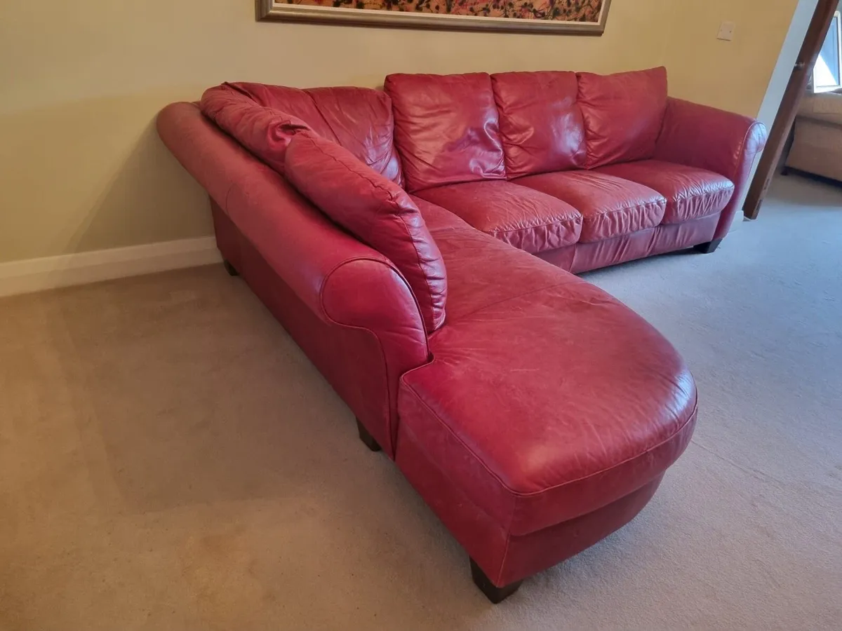 Red L shaped couch - Image 2
