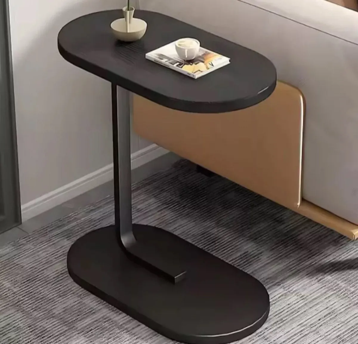 C Shaped Sofa Side End Table Black NEW - Image 1