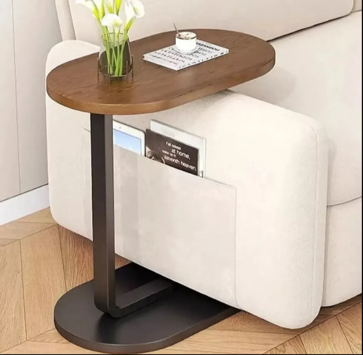 C Shaped Sofa Side End Table Black NEW - Image 3