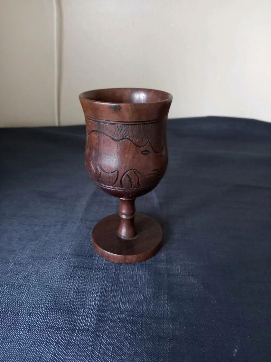 Hand Carved Wood Goblet - Image 1