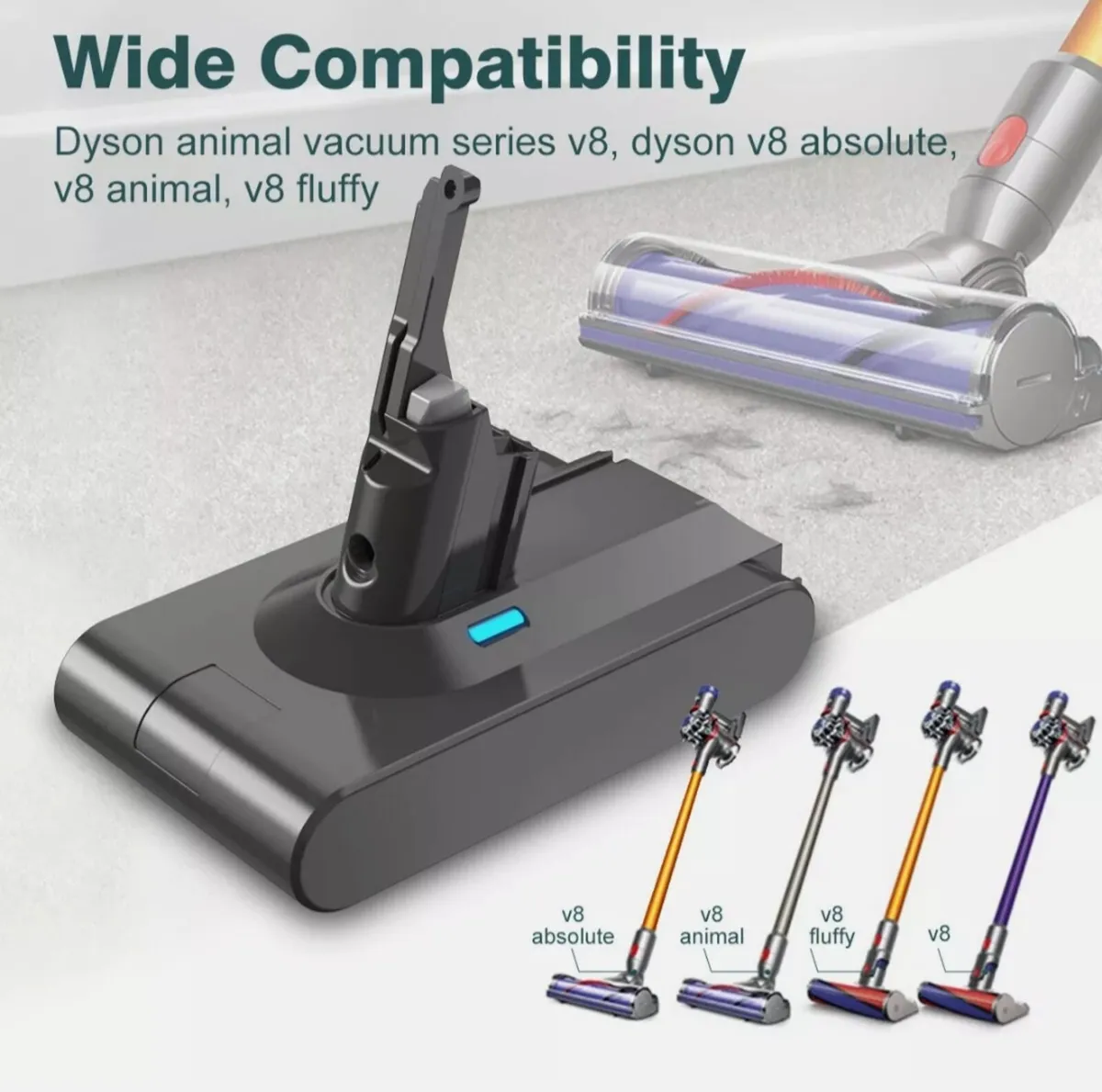 Dyson V8 battery replacement 6000mAh - Image 1