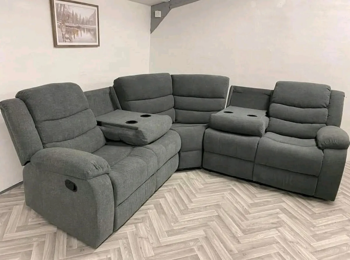 Roma Dark Grey Fabric Manual Recliner Sofa - Image 2