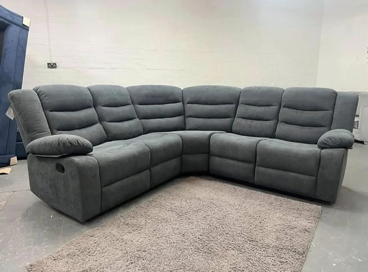 Roma Dark Grey Fabric Manual Recliner Sofa - Image 3