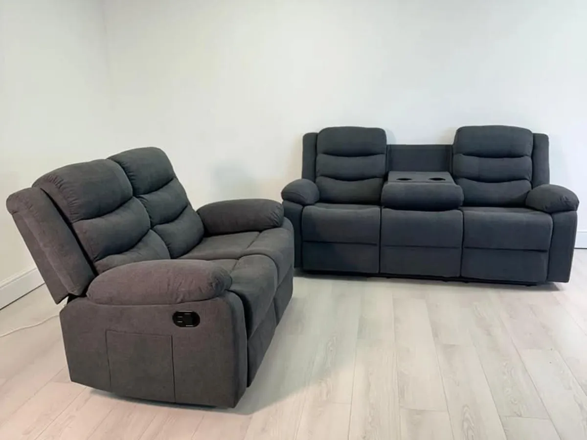 Roma Dark Grey Fabric Manual Recliner Sofa - Image 4