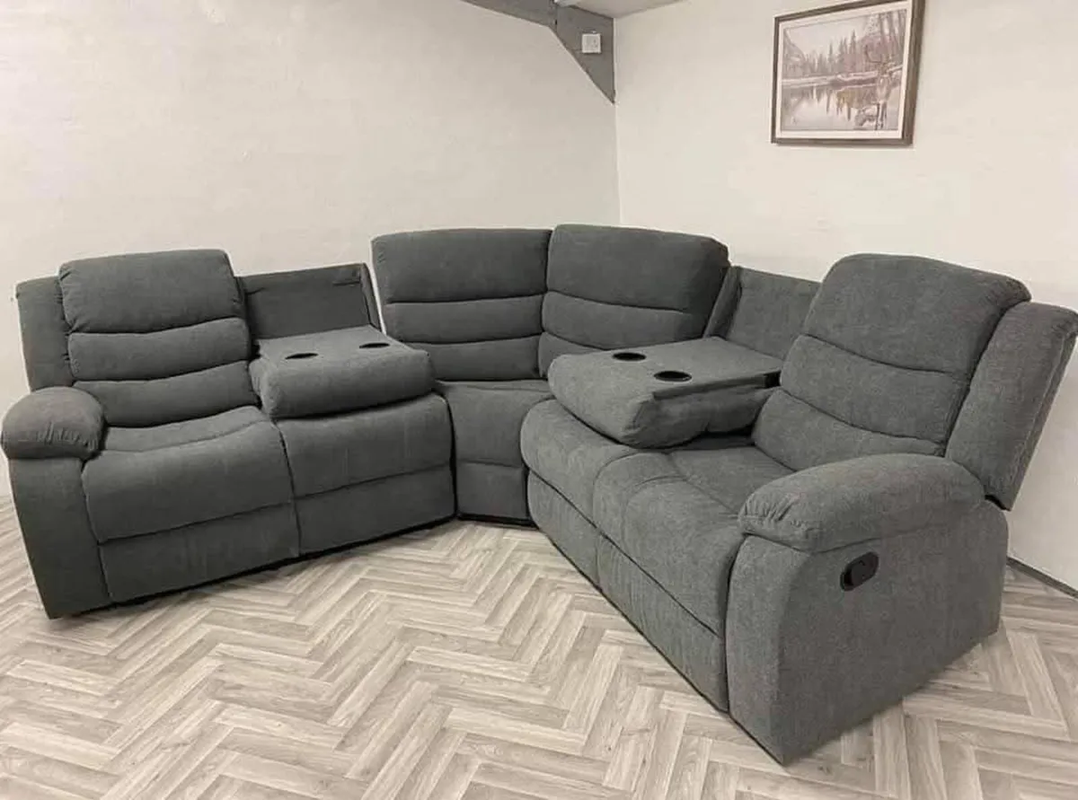 Roma Dark Grey Fabric Manual Recliner Sofa - Image 1