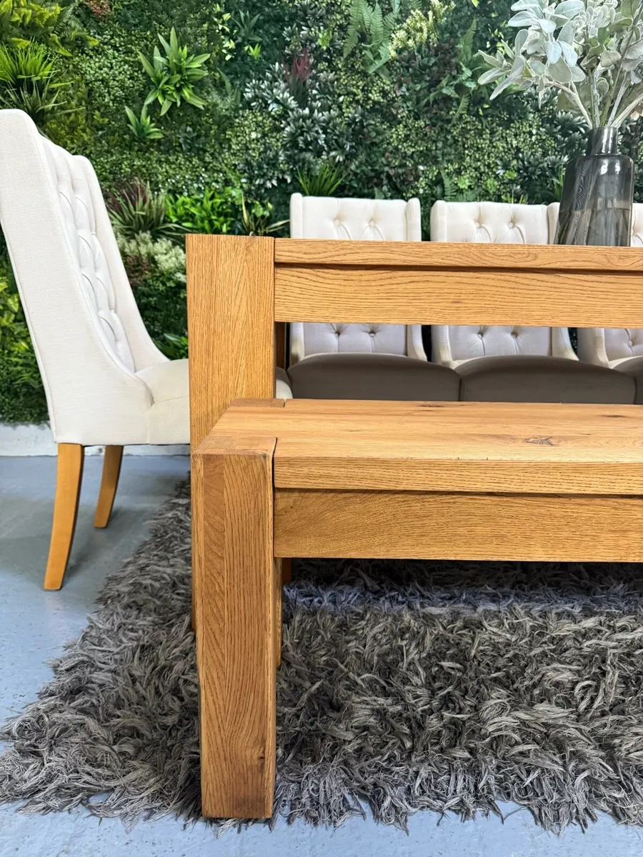 Oak kitchen table, 5 chairs & bench/dining set - Image 4