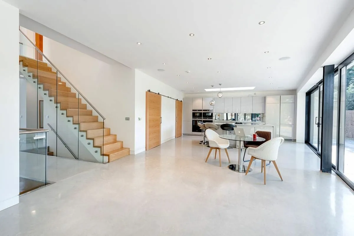 White polished concrete floors