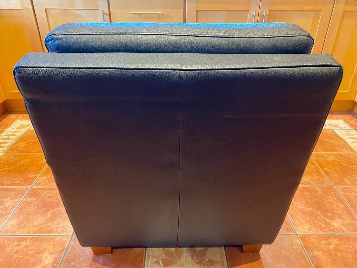 2 Black Real Leather Lounge Chairs (Limerick) - Image 2