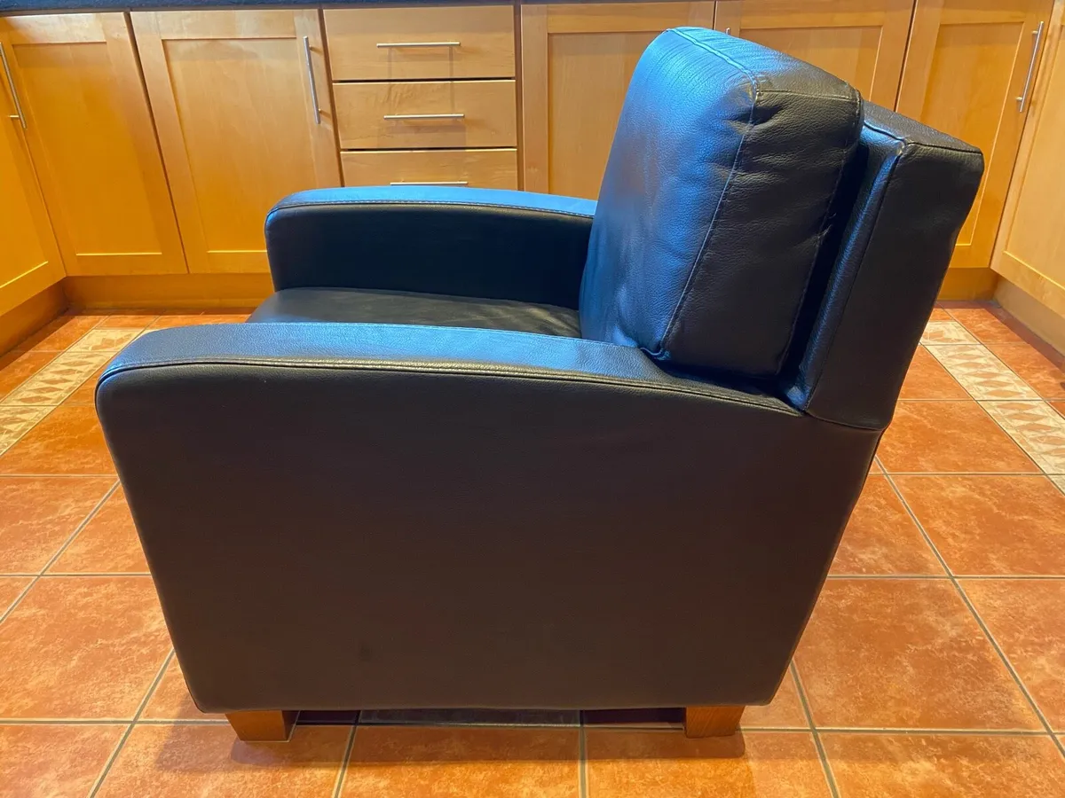 2 Black Real Leather Lounge Chairs (Limerick) - Image 3