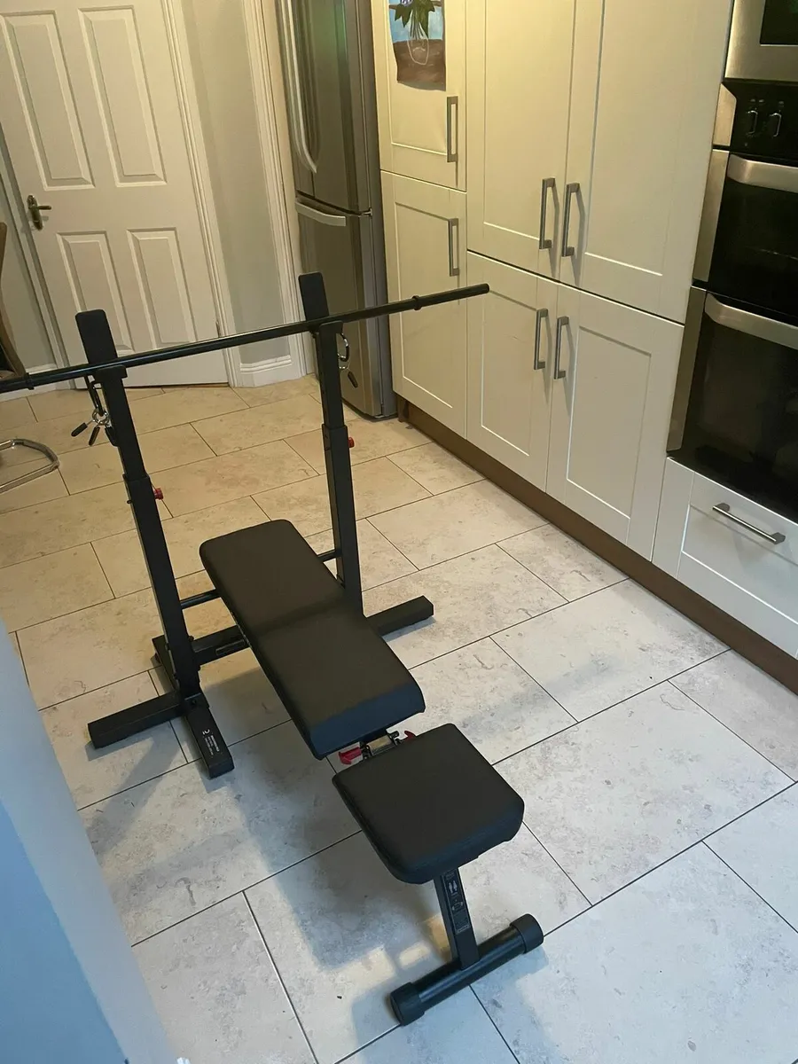 Foldable Bench Press, Bar & Weights - Image 2