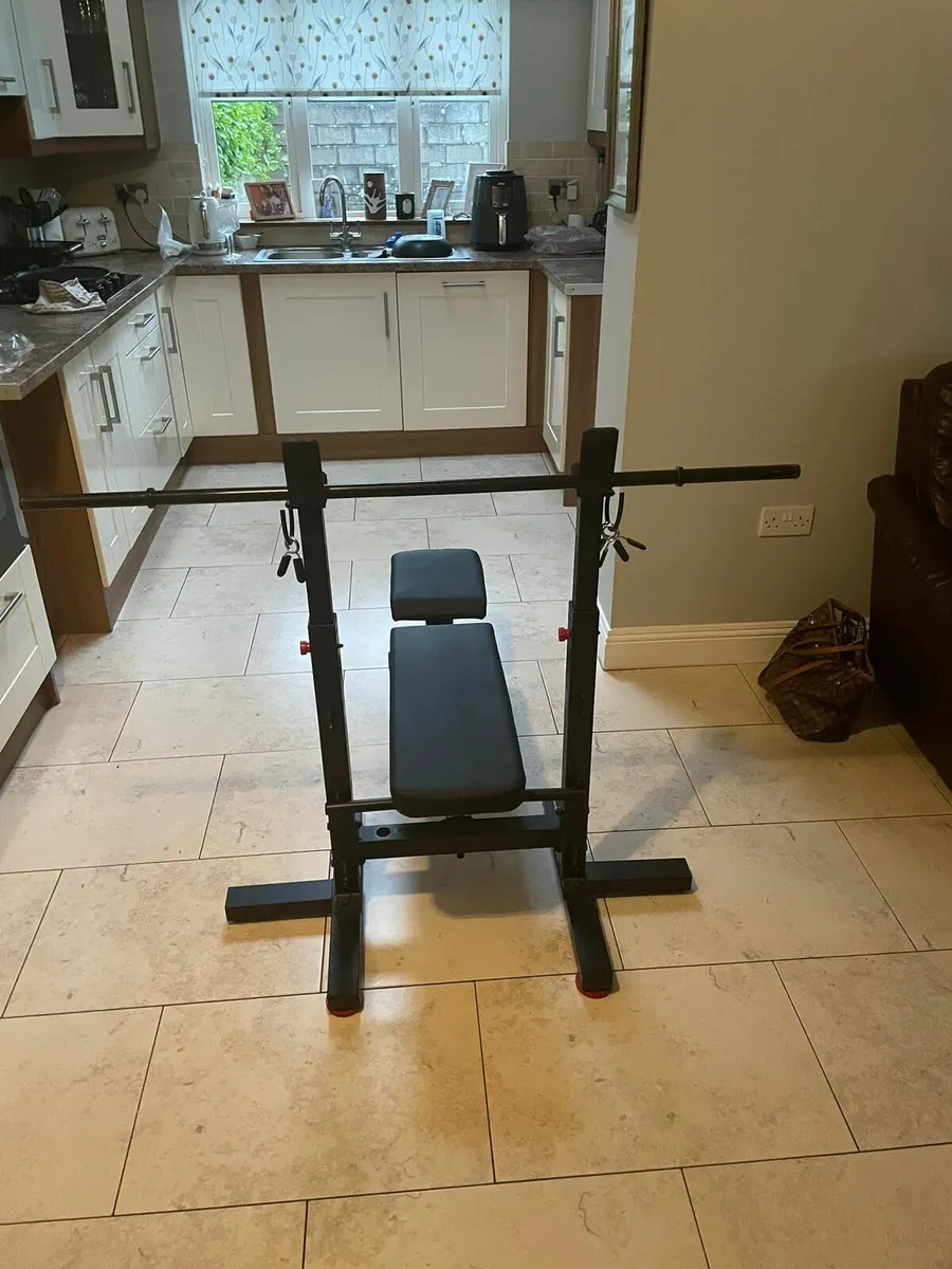 Foldable Bench Press, Bar & Weights - Image 3