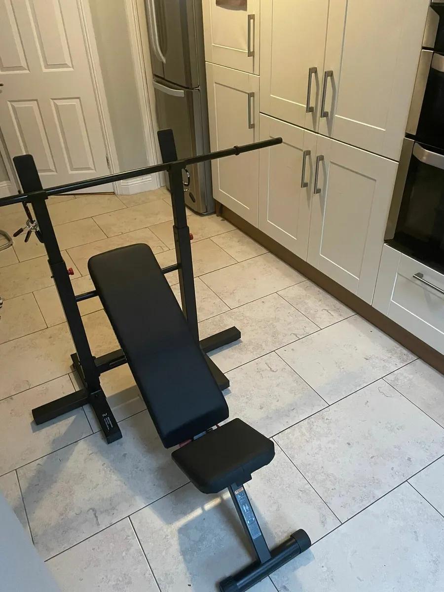 Foldable Bench Press, Bar & Weights - Image 4
