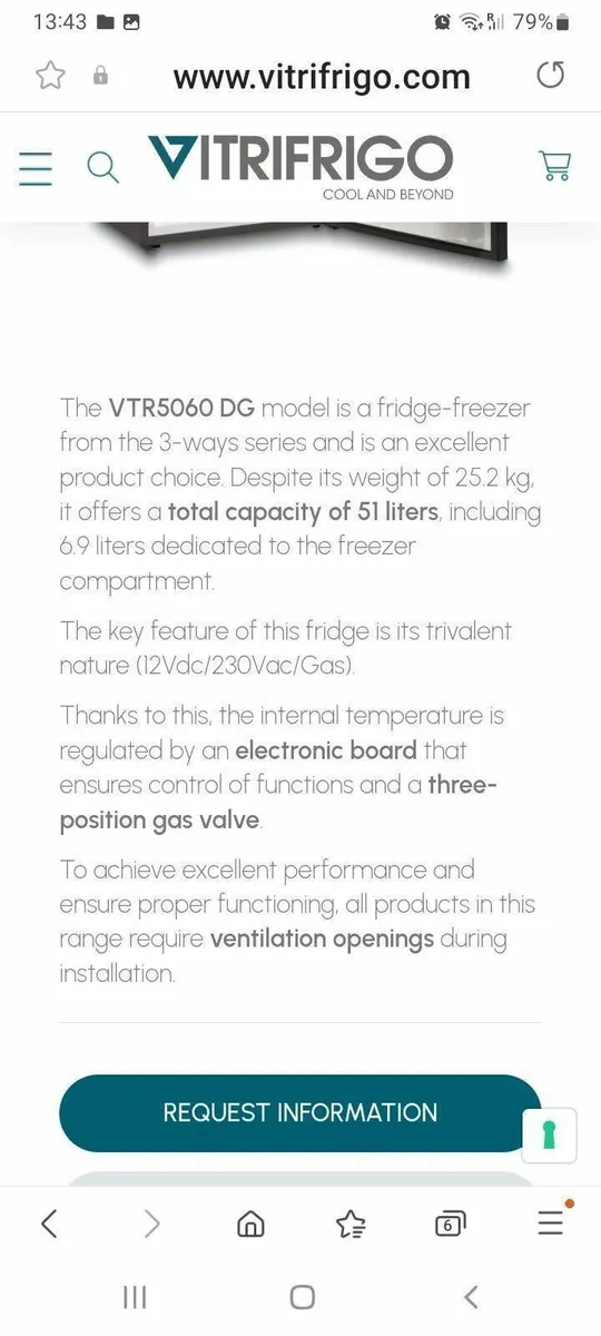 3 way fridge 51L Vitrifrigo - Image 2