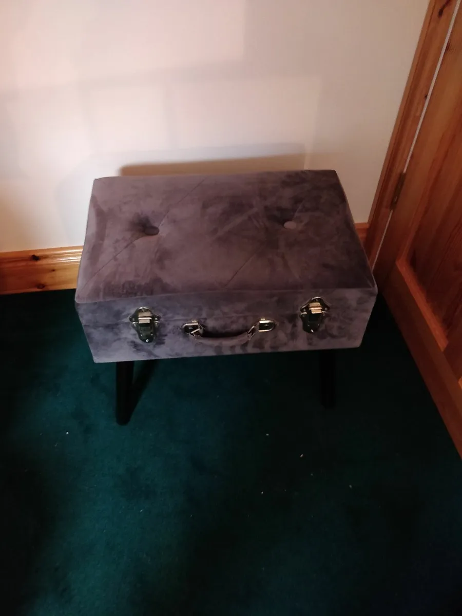 GREY Velvet storage stool - Image 2