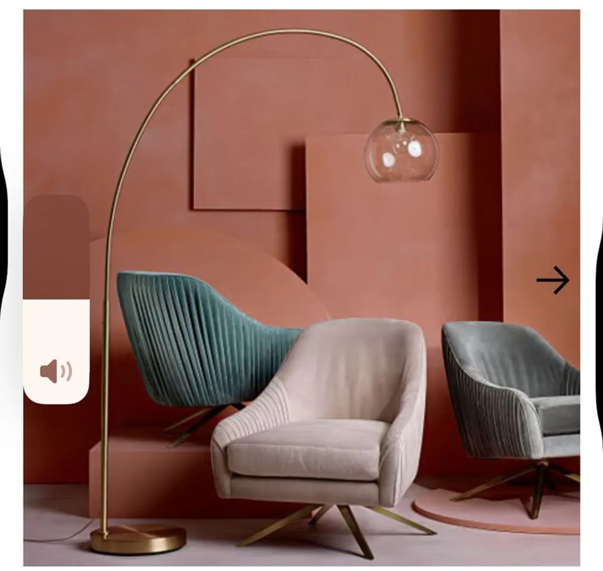 West Elm Overarching Acrylic Shade Floor Lamp (193 cm) - Image 3