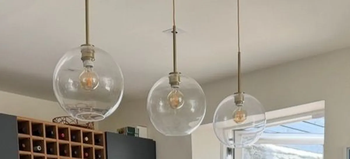 West elm Sculptural Glass Globe Hardwired Pendants X 3 - Image 2