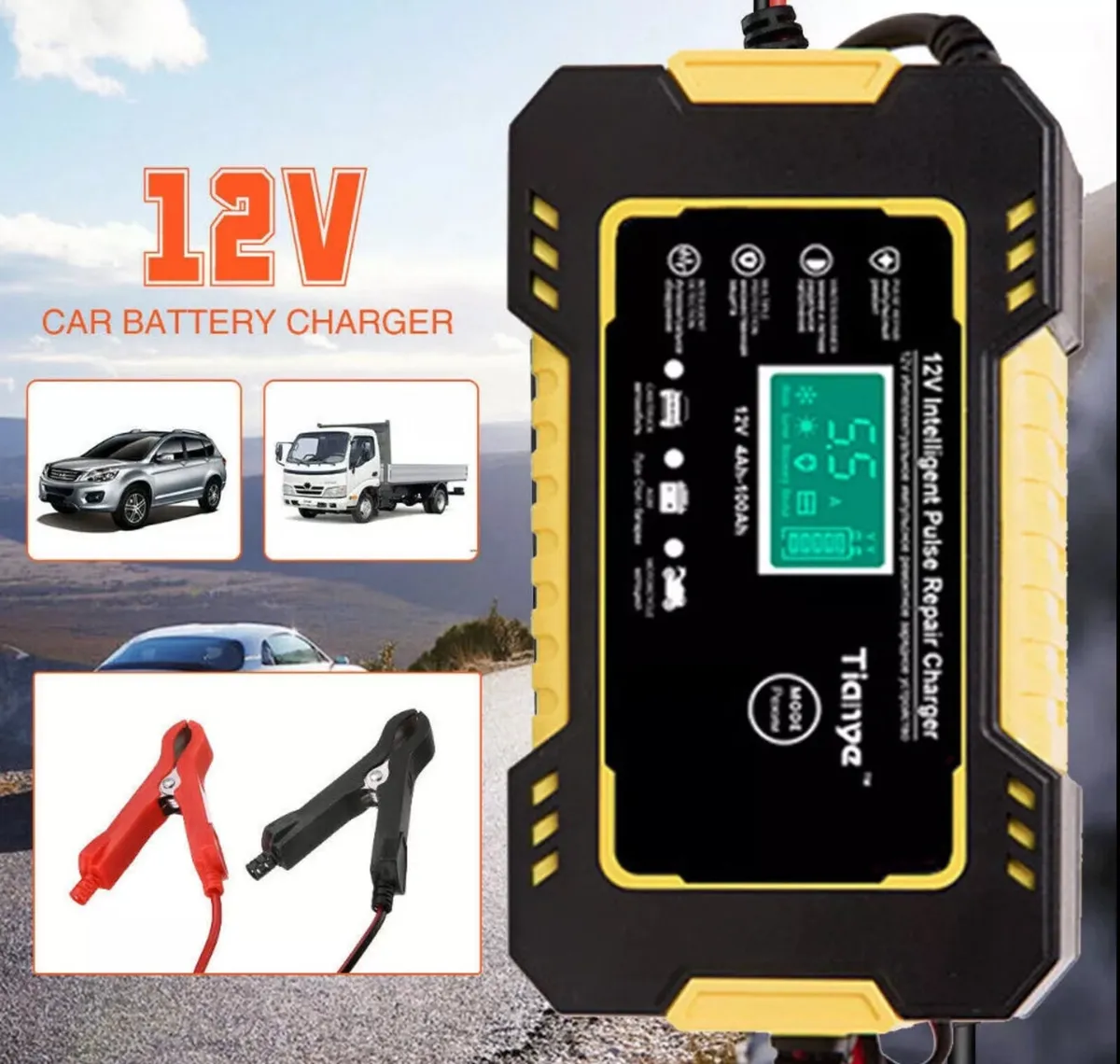 Car / Motorbike Battery Charger 12V LCD  NEW - Image 1