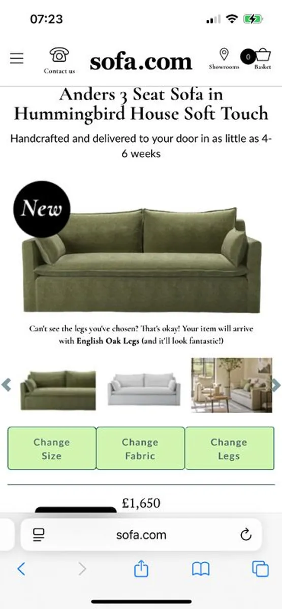 3 seater sofa NEW bought on sofa.com - Image 1