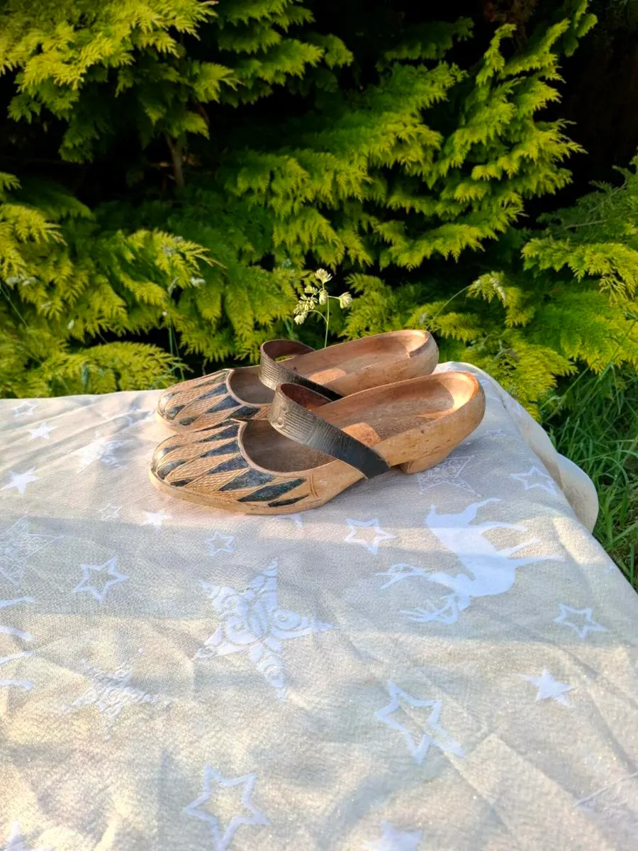 Old women wood clogs postage possible