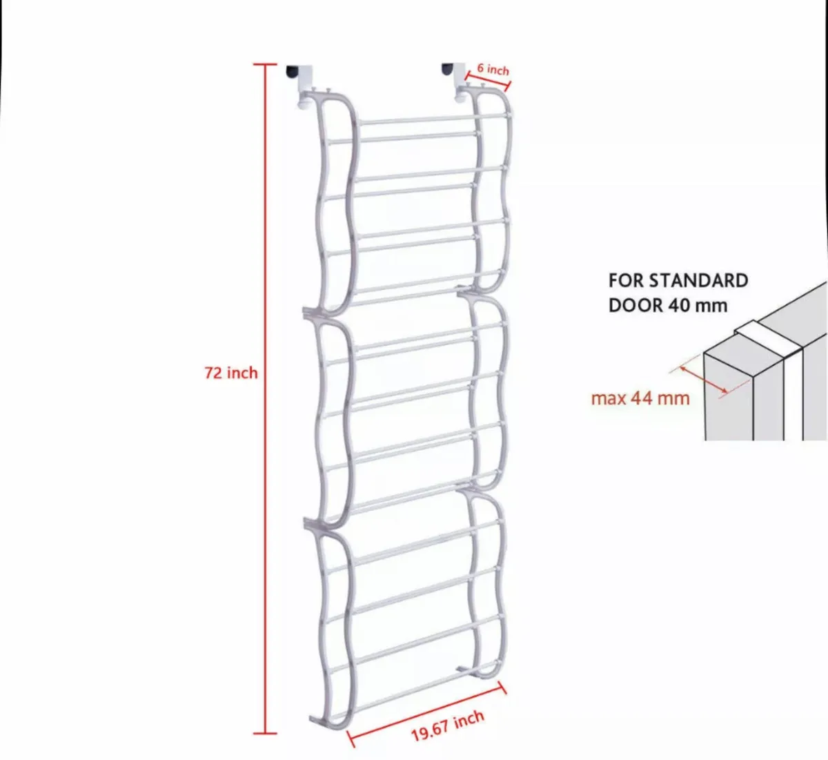 Over Door Metal Shoe Rack Organiser - Image 3