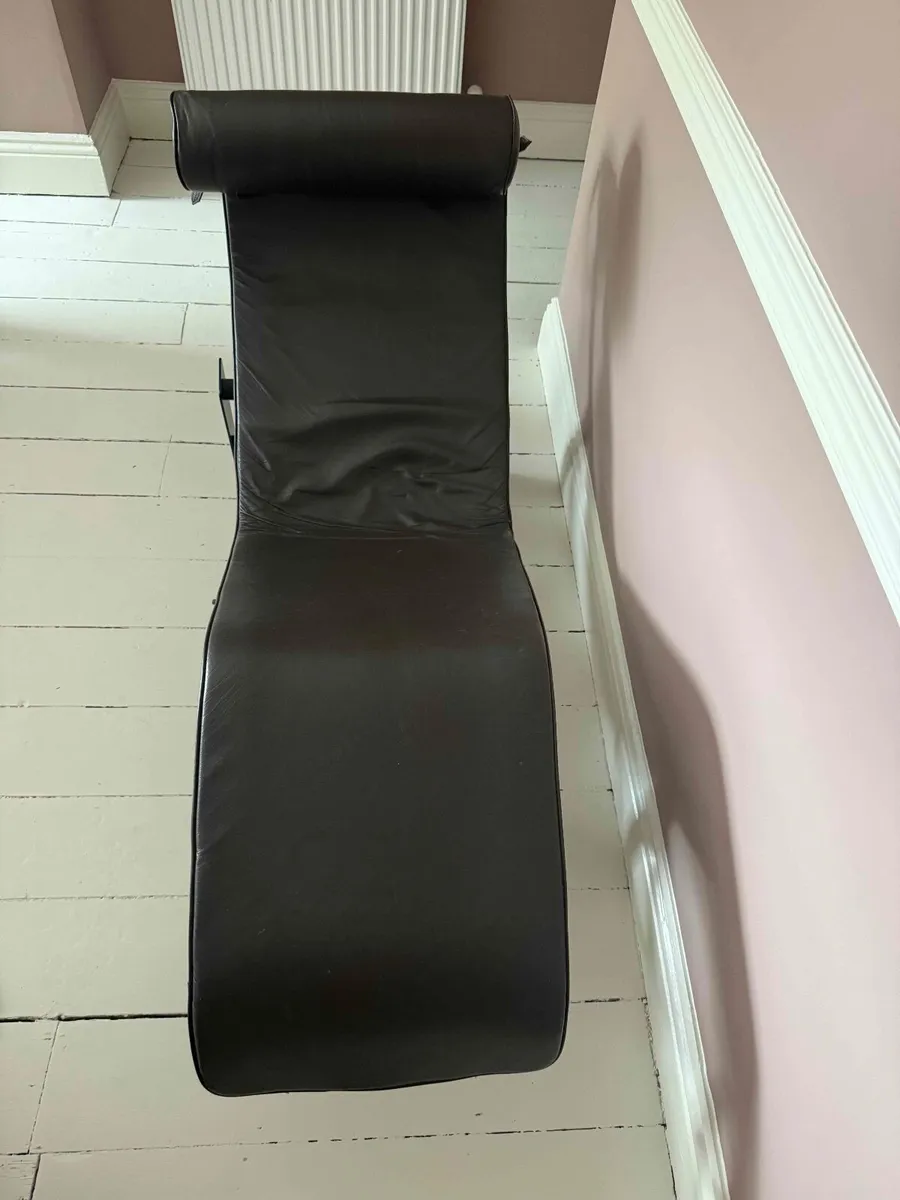 Genuine leather retro-style designer chaise longue - Image 2