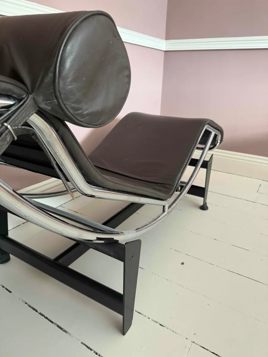 Genuine leather retro-style designer chaise longue - Image 3