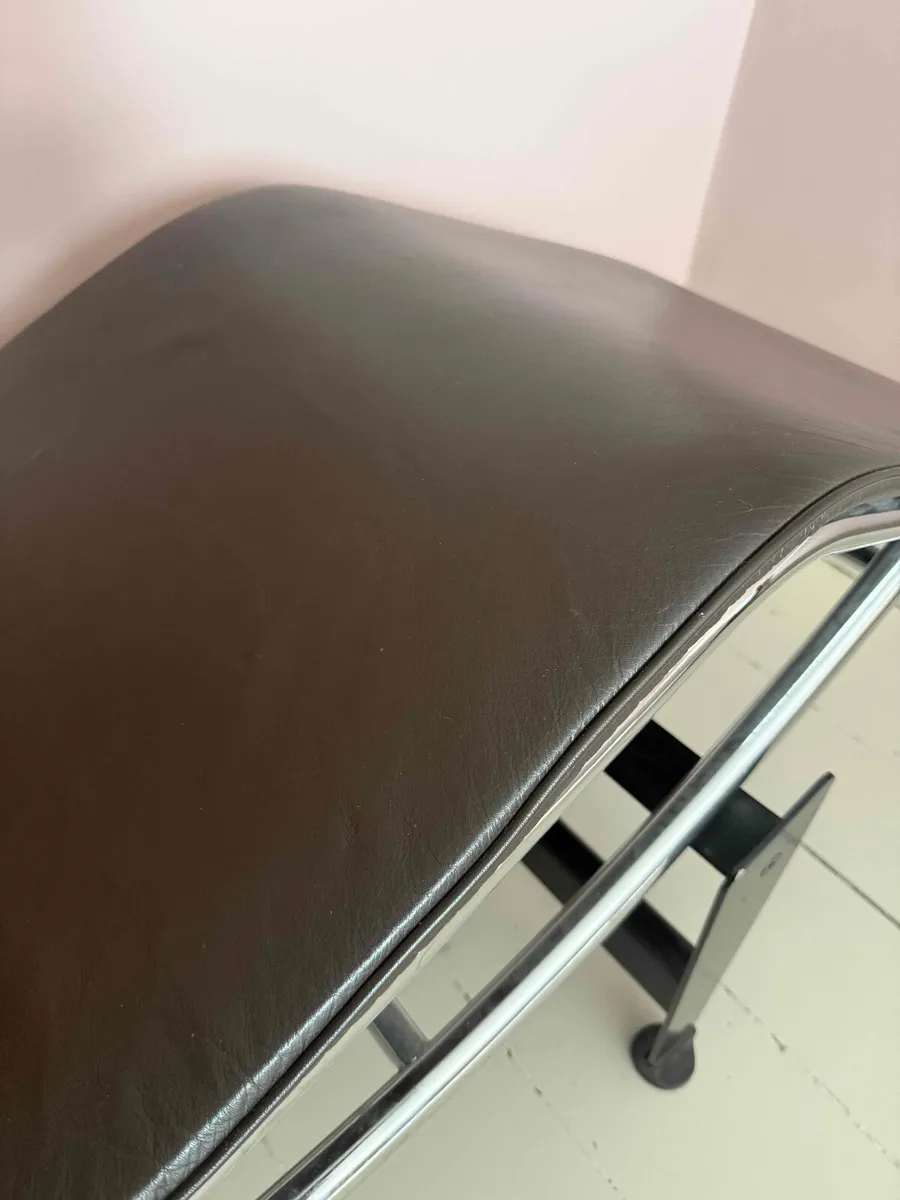 Genuine leather retro-style designer chaise longue - Image 4