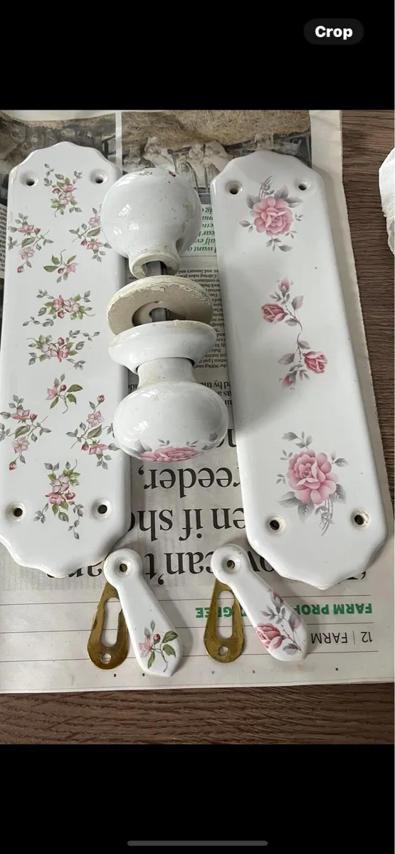 vintage porcelain door handles and plates - Image 1