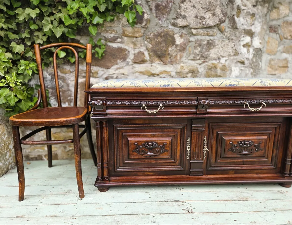 Antique French Hall Seat- Circa 1890 - Image 4