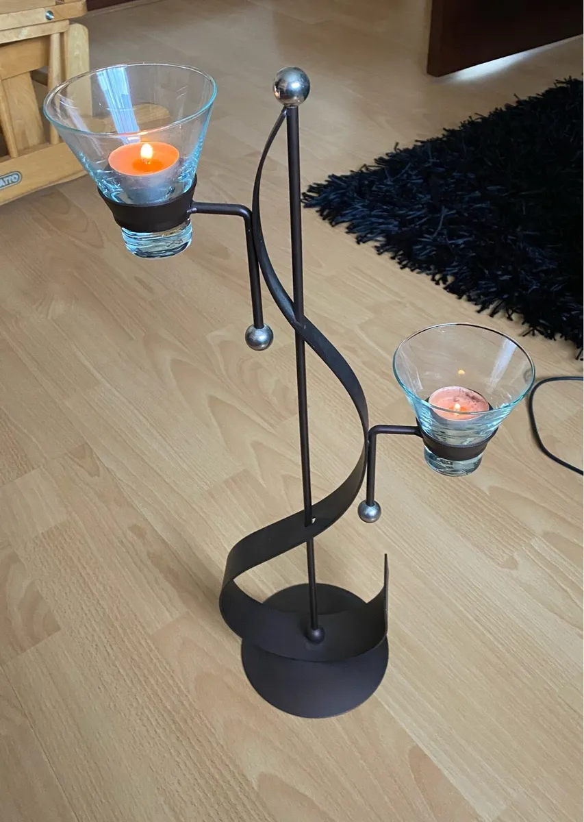 NEW Cast Iron Candle Holder with Candles - Image 4