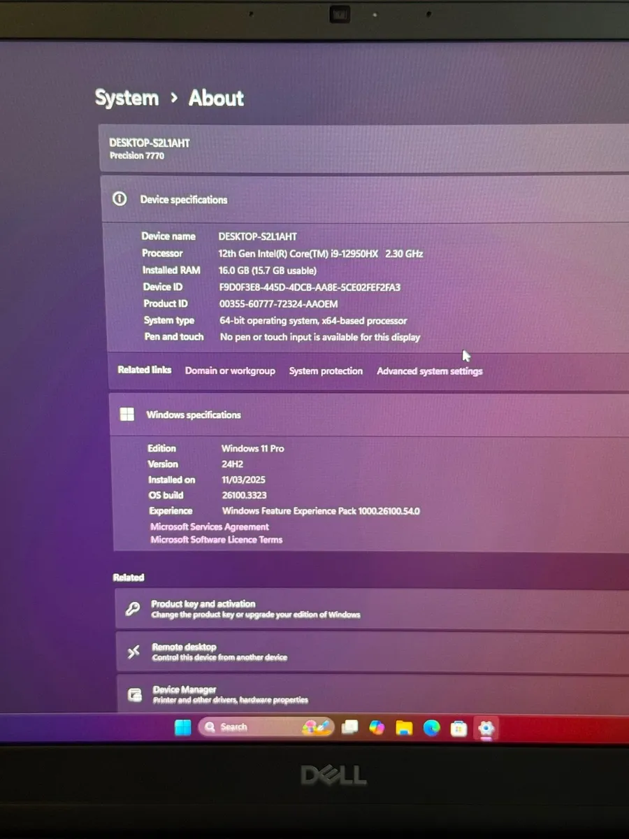 Dell Precision 7770 Laptop i9/16GB/512SSSD/Nvidia - Image 2