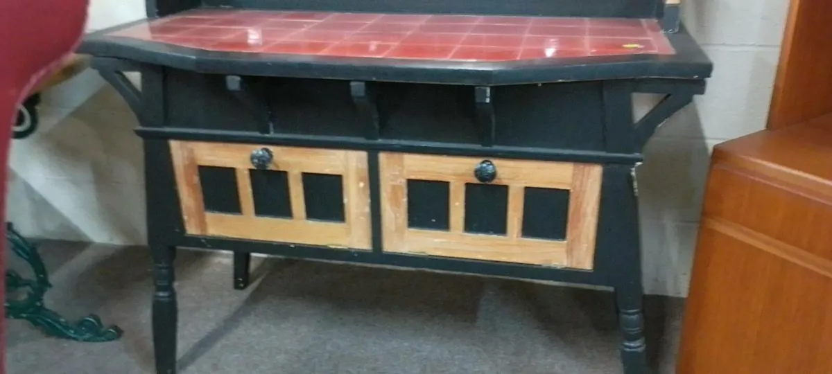 Small Retro Look Tiled Back Sideboard - Image 2