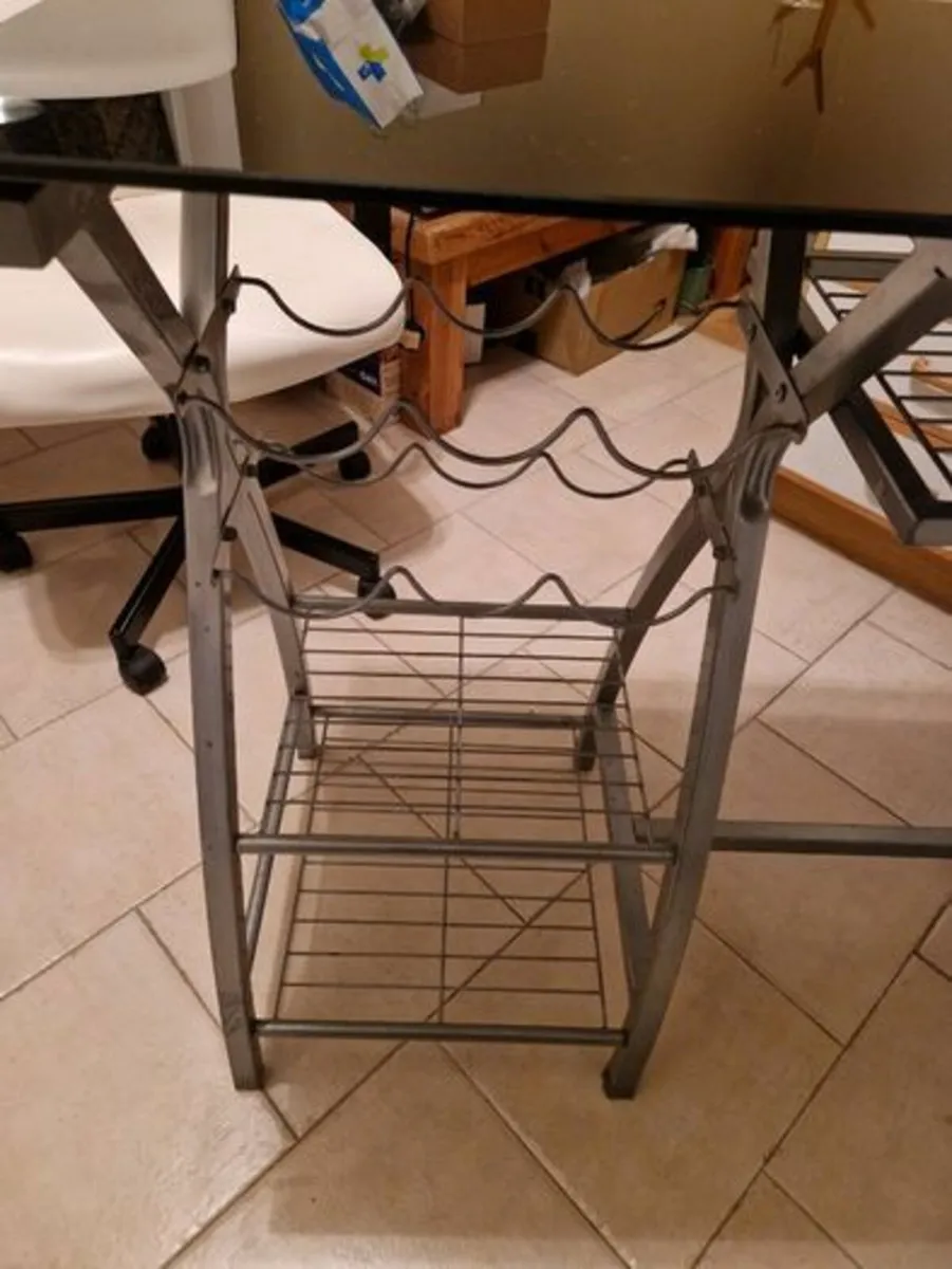 Metal Breakfast Bar with Tempered Glass Top - Image 4