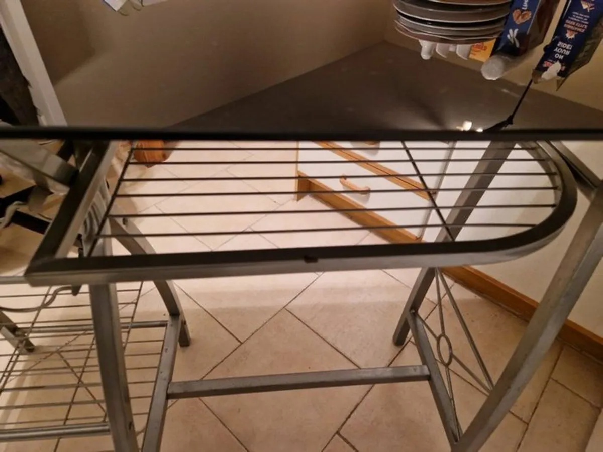 Metal Breakfast Bar with Tempered Glass Top - Image 1