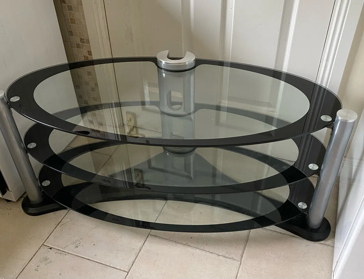 Black TV Table Stand with Shelves underneath - Image 1