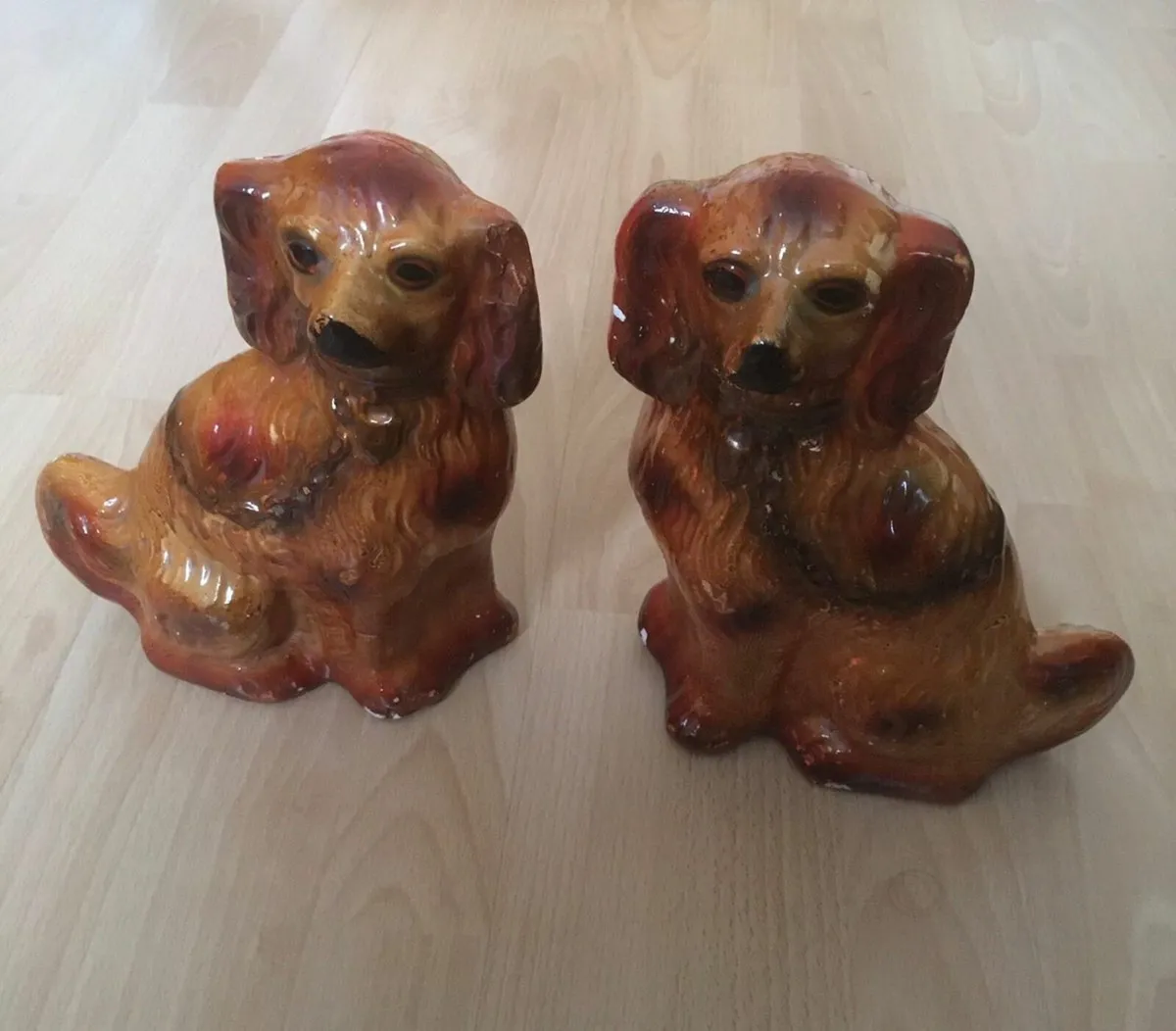 PAIR of Antique Russet Coloured Staffordshire Dogs - Image 3