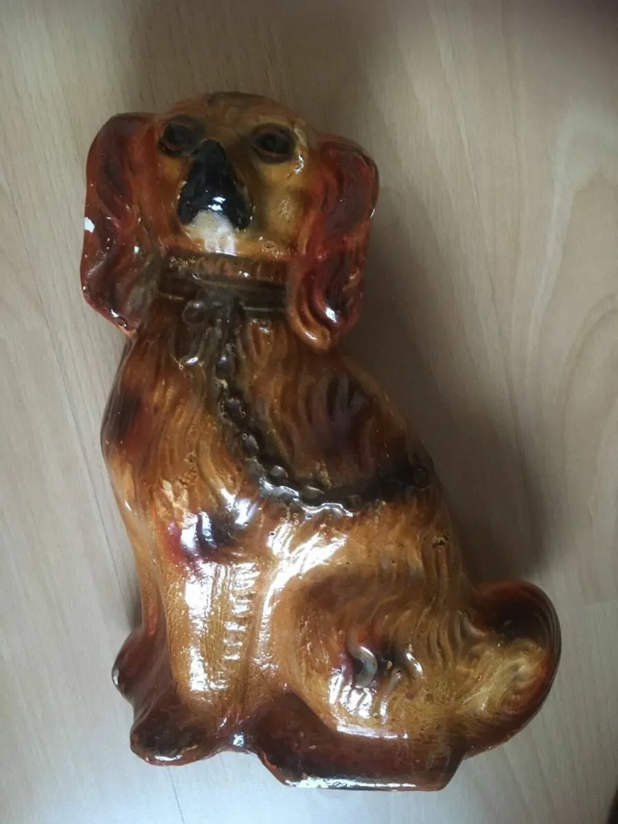 PAIR of Antique Russet Coloured Staffordshire Dogs - Image 4