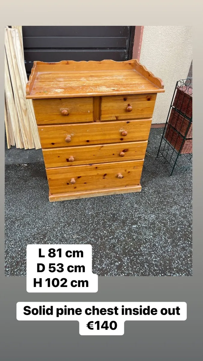 Heavy solid wooden chest of drawers pine - Image 2