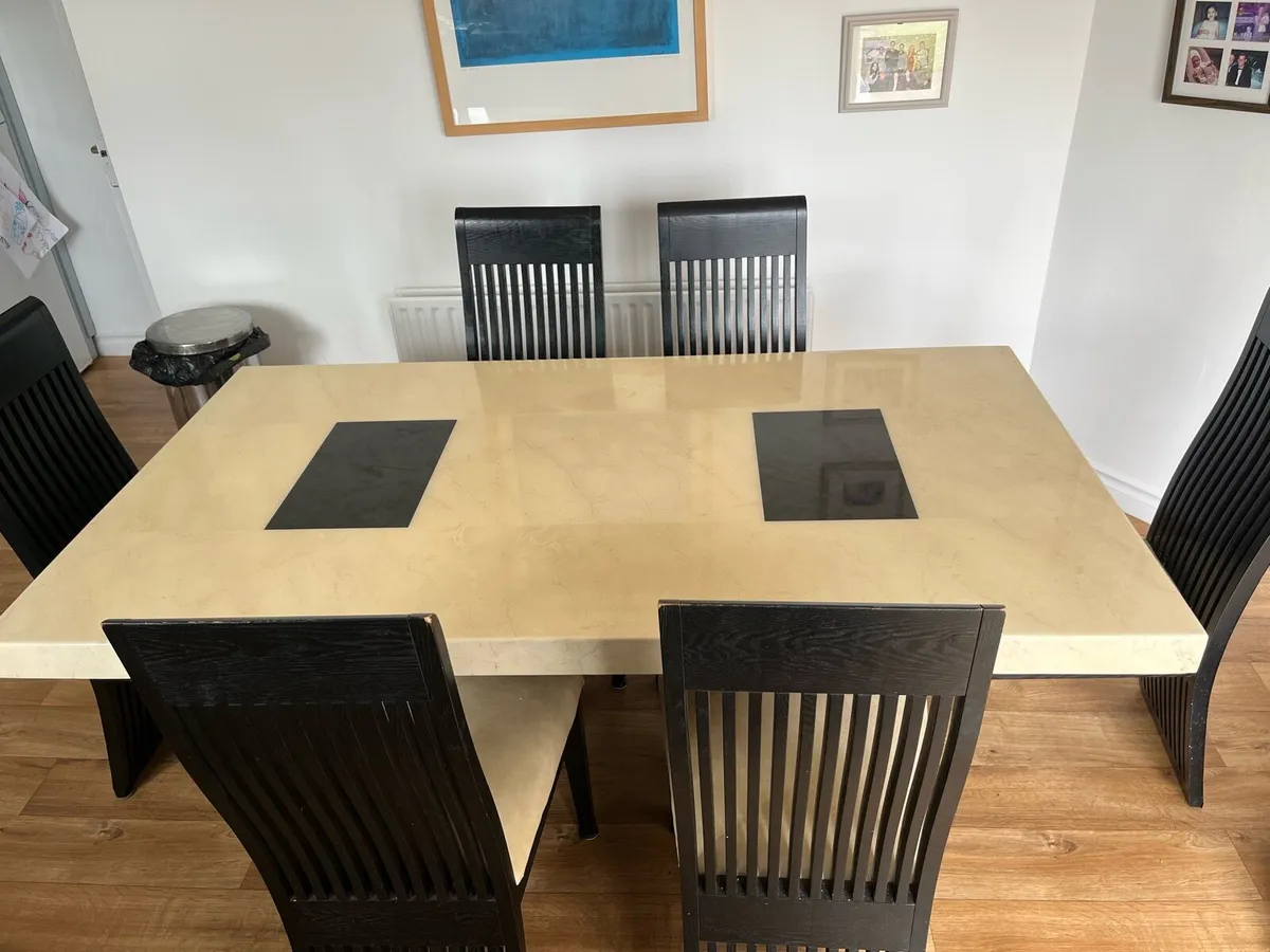 Marble dining table & 6 chairs - Image 2