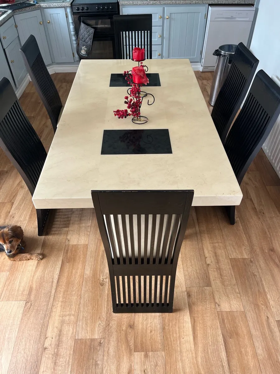 Marble dining table & 6 chairs - Image 4