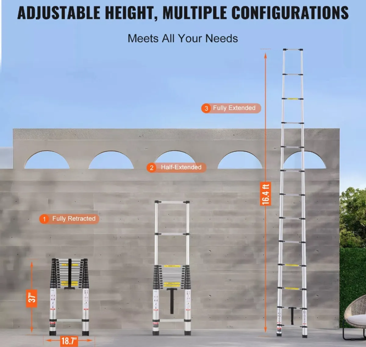 NEW 5m 5 Metre Telescopic Ladder 16.4ft Ladders - Image 2