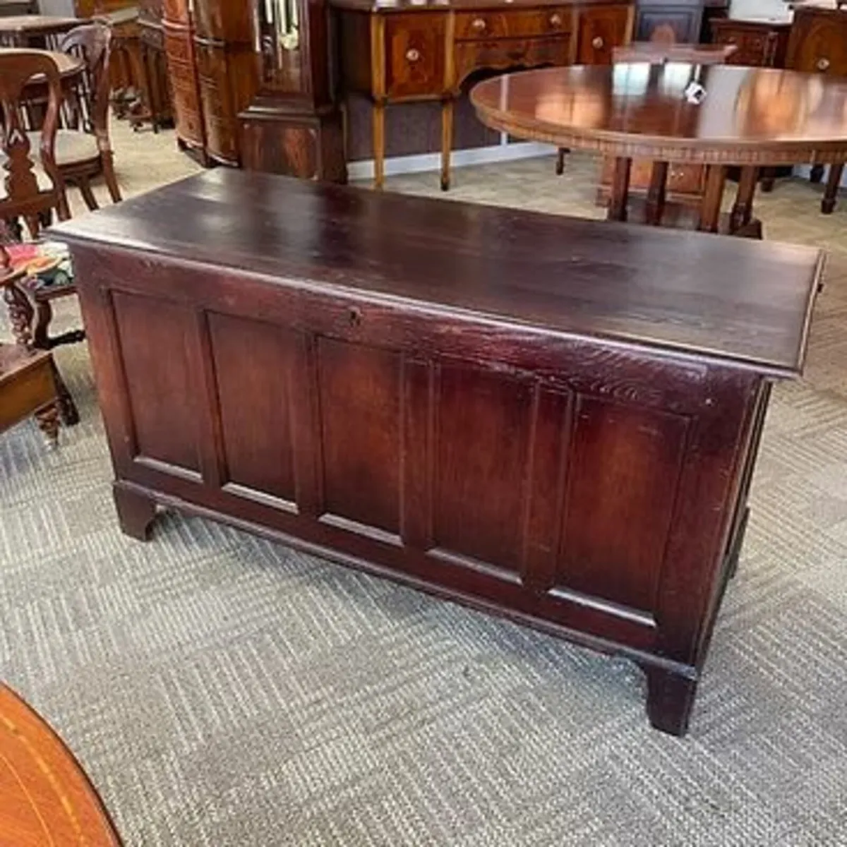 18th century carved oak coffer/storage box. Refurb