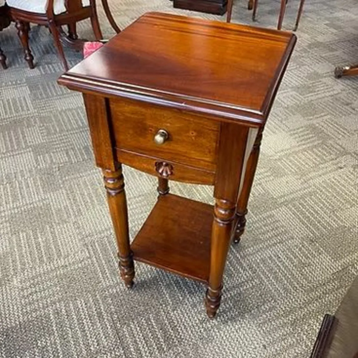 Solid mahogany occasional side table with drawer