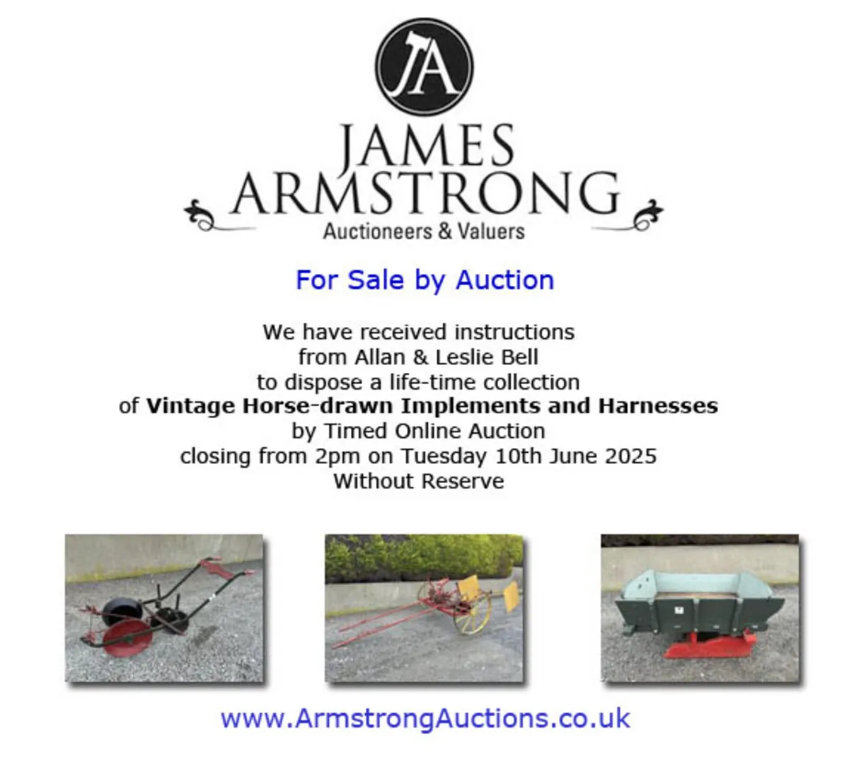 Vintage Horse-Drawn Implements **Online Auction** - Image 1