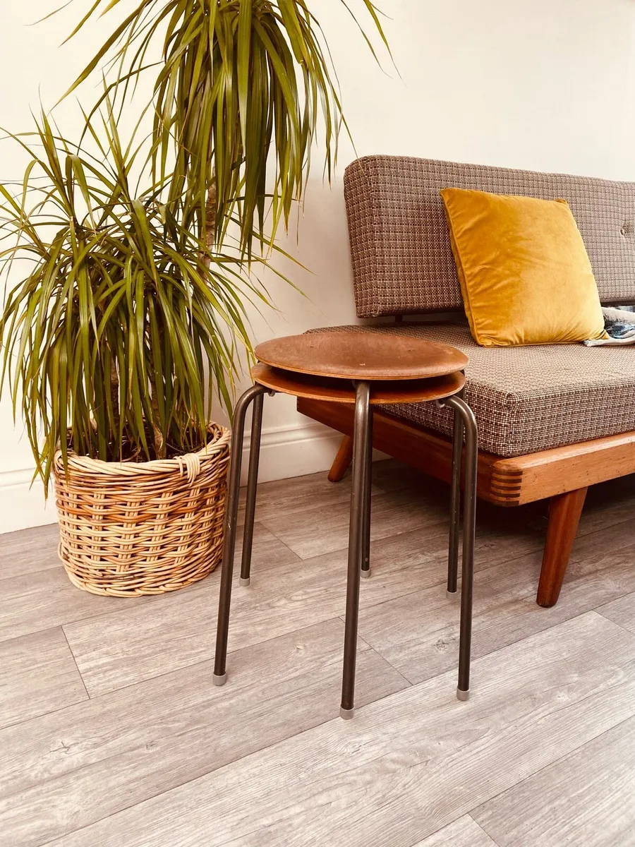 Mid Century Dot Stacking Stools x 2 - Image 1