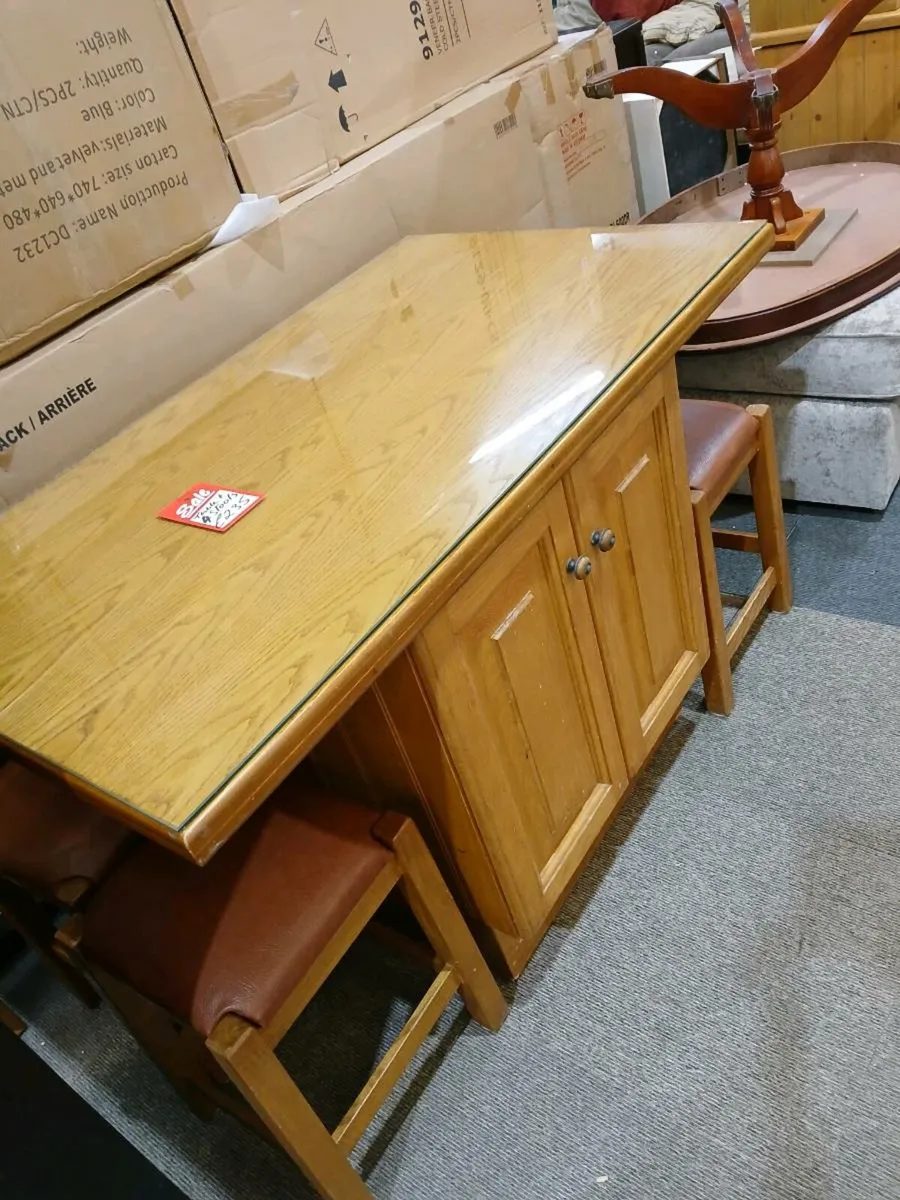 Table with storage  and 4 stools - Image 1