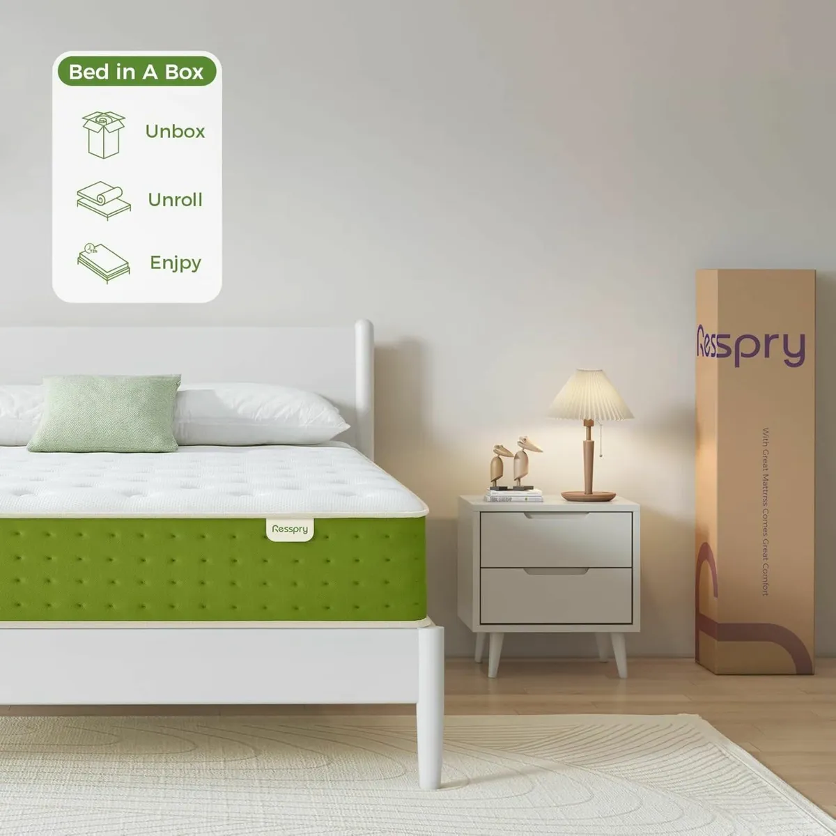 Double Mattresses green Memory Foam 135x190x26cm - Image 2